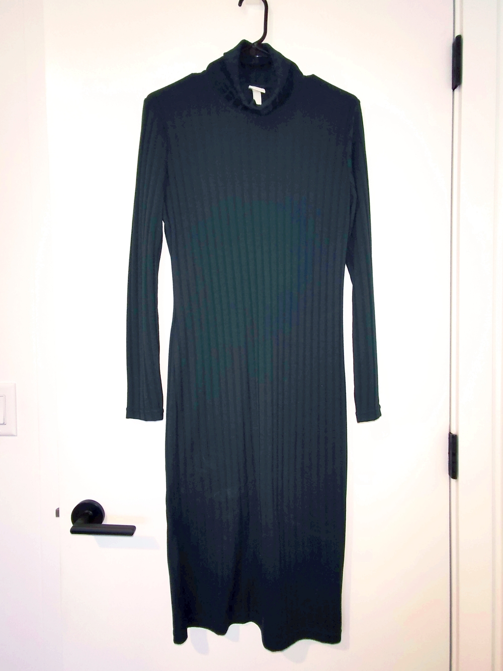 H&M Womens Forest Green Ribbed Turtleneck Dress (M)